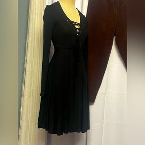 vava by joy han fit & flare Black V Nicke Long Sleeve Size XS Goth Style dress